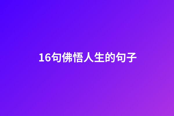 16句佛悟人生的句子
