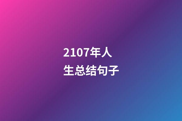 2107年人生总结句子