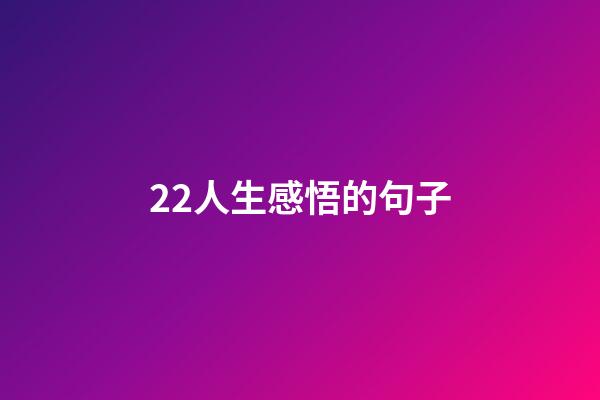 22人生感悟的句子