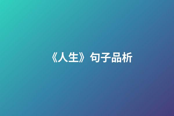 《人生》句子品析