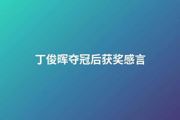 丁俊晖夺冠后获奖感言