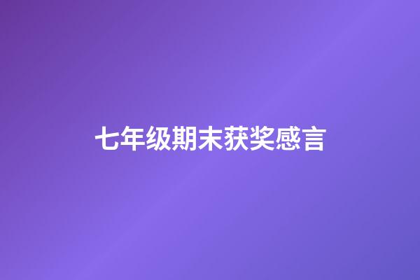 七年级期末获奖感言