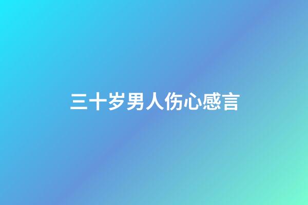 三十岁男人伤心感言