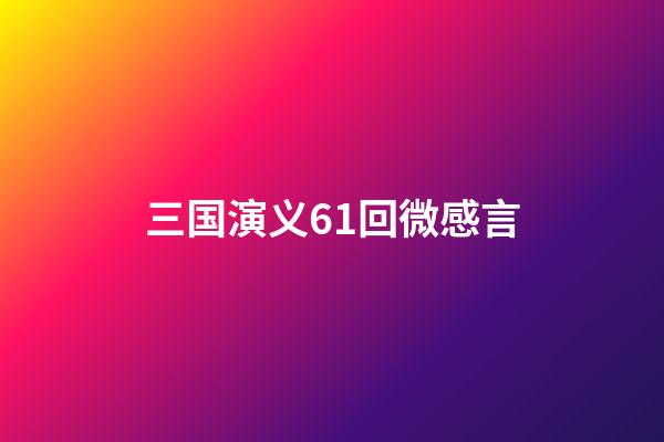 三国演义61回微感言