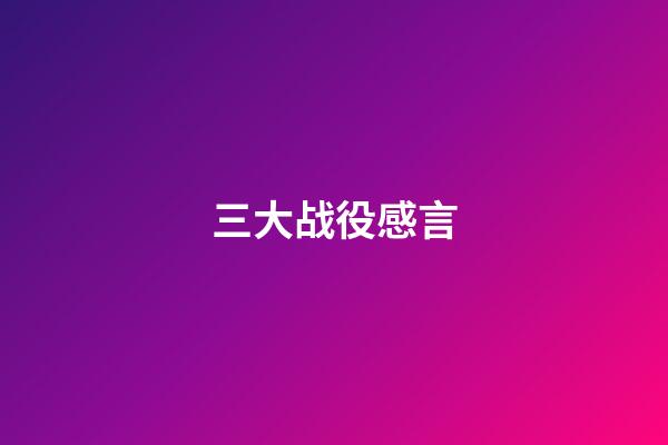 三大战役感言