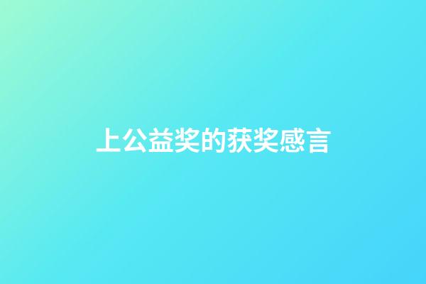上公益奖的获奖感言