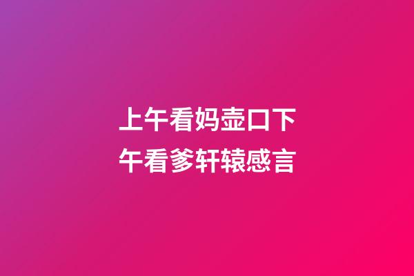 上午看妈壶口下午看爹轩辕感言