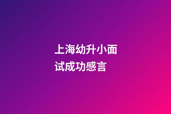 上海幼升小面试成功感言