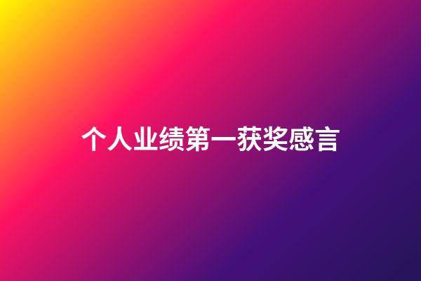 个人业绩第一获奖感言