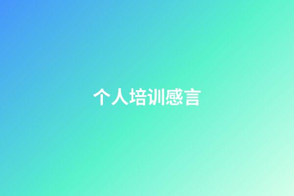个人培训感言