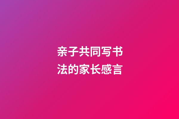 亲子共同写书法的家长感言