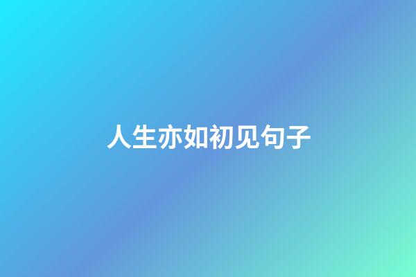 人生亦如初见句子