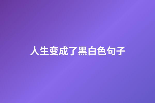 人生变成了黑白色句子