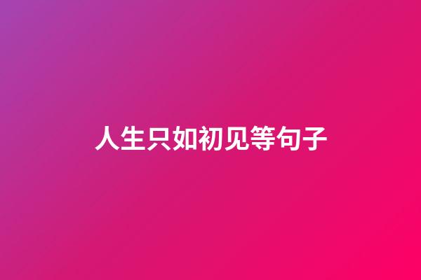 人生只如初见等句子