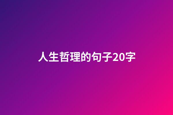 人生哲理的句子20字