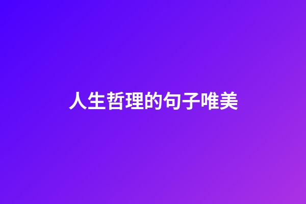 人生哲理的句子唯美