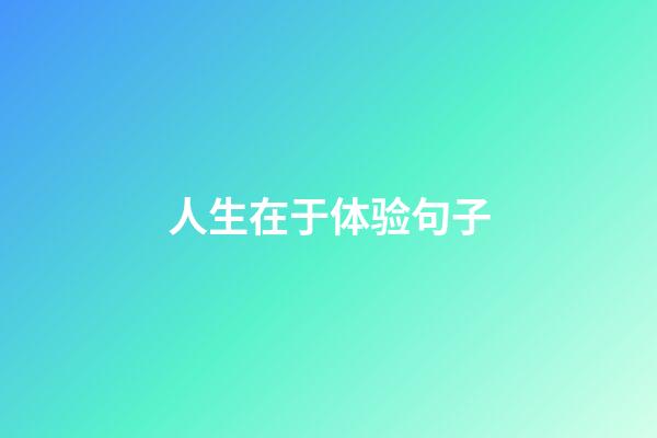 人生在于体验句子