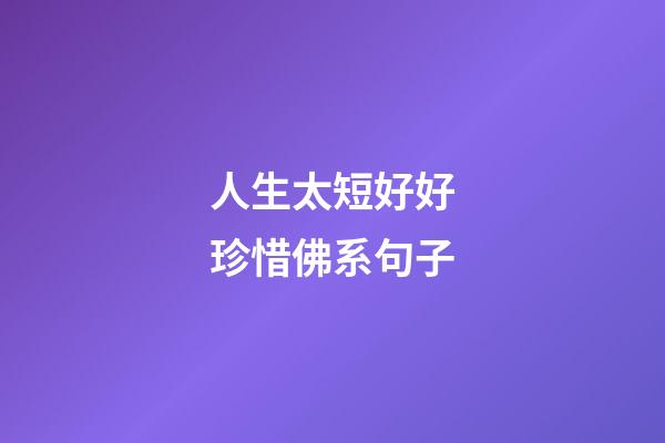 人生太短好好珍惜佛系句子