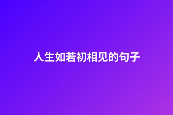 人生如若初相见的句子
