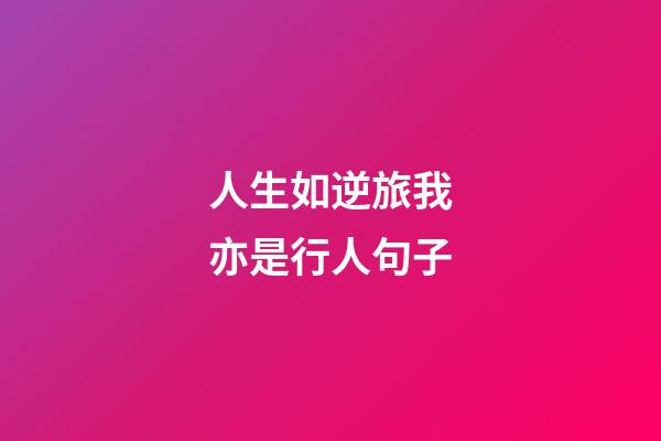 人生如逆旅我亦是行人句子