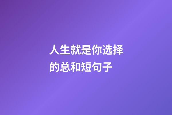 人生就是你选择的总和短句子