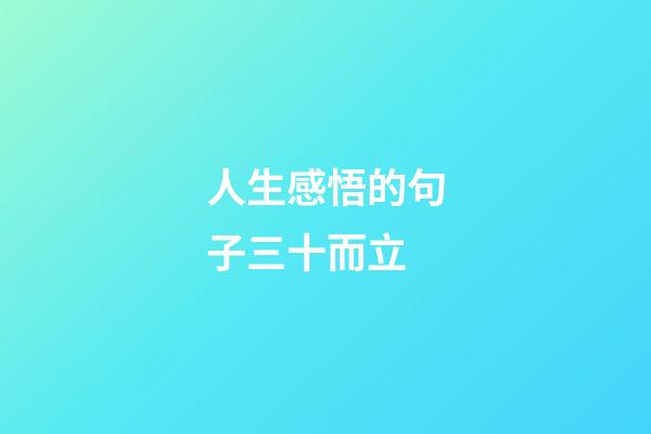 人生感悟的句子三十而立
