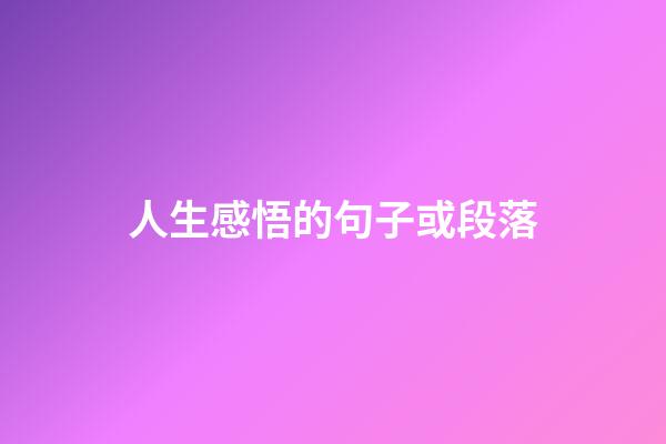 人生感悟的句子或段落