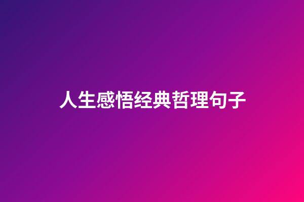 人生感悟经典哲理句子