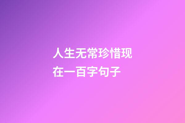 人生无常珍惜现在一百字句子