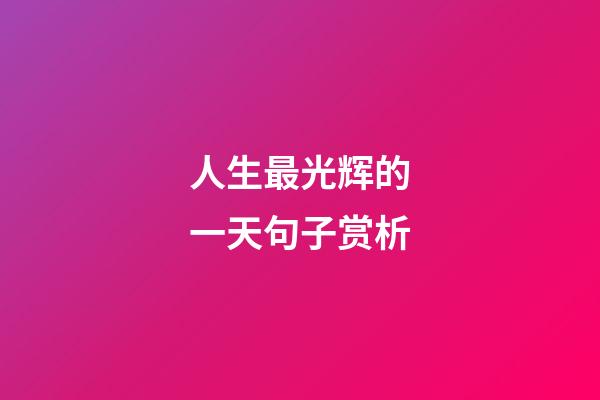 人生最光辉的一天句子赏析