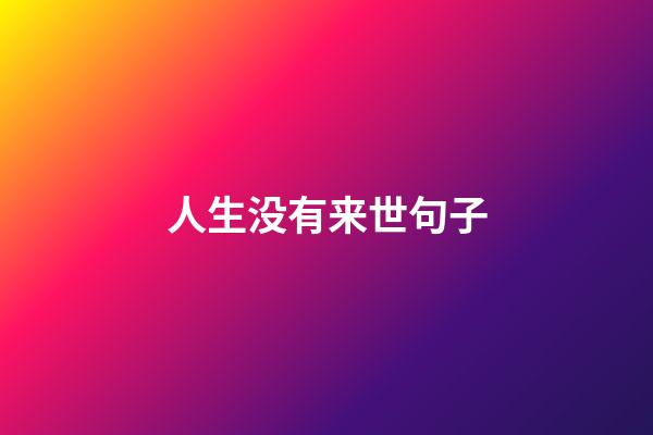 人生没有来世句子