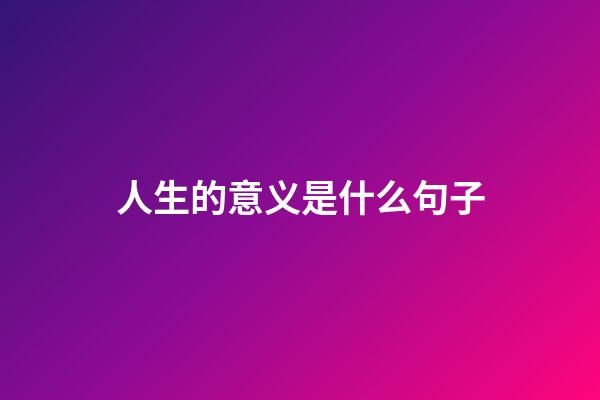 人生的意义是什么句子