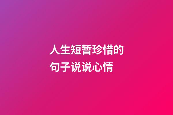 人生短暂珍惜的句子说说心情