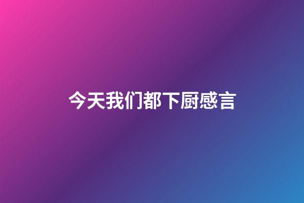 今天我们都下厨感言