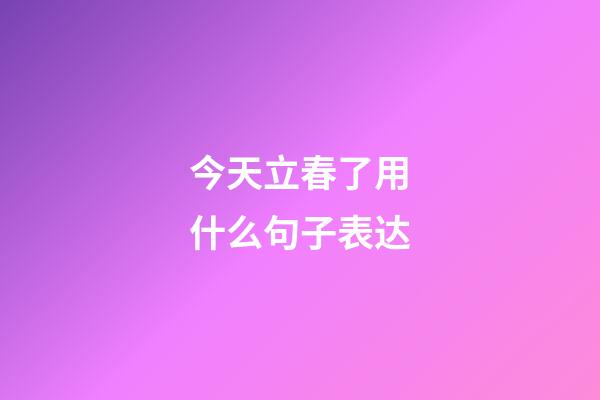 今天立春了用什么句子表达
