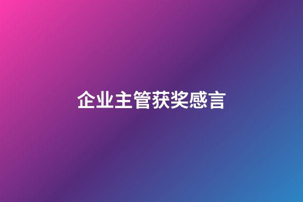 企业主管获奖感言