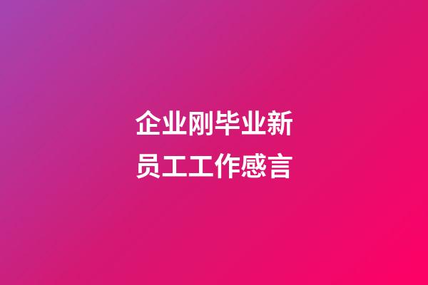 企业刚毕业新员工工作感言