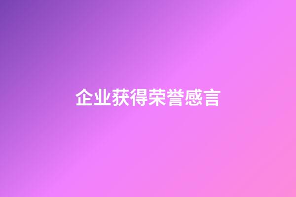企业获得荣誉感言