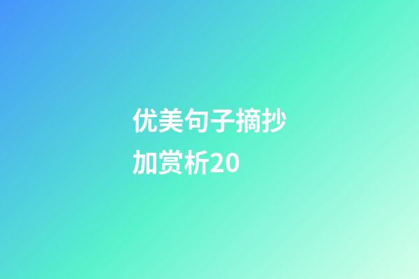 优美句子摘抄加赏析20