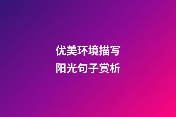 优美环境描写阳光句子赏析