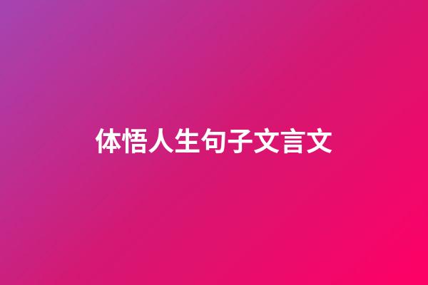 体悟人生句子文言文