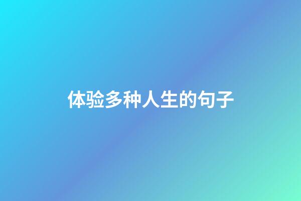 体验多种人生的句子