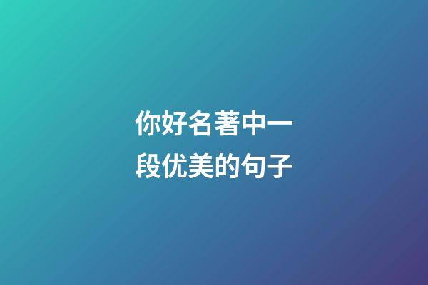 你好名著中一段优美的句子
