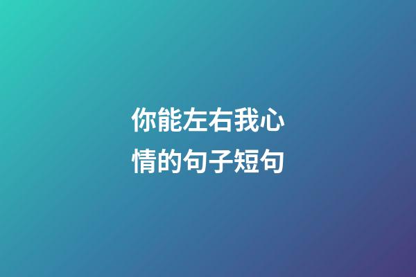 你能左右我心情的句子短句