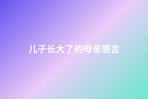 儿子长大了的母亲感言