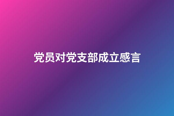 党员对党支部成立感言