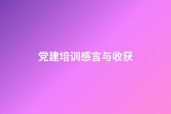 党建培训感言与收获