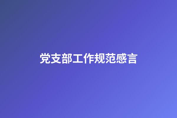 党支部工作规范感言