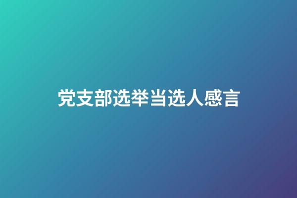 党支部选举当选人感言