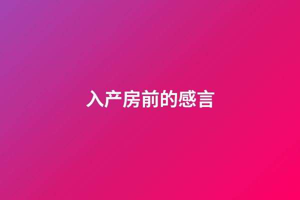 入产房前的感言
